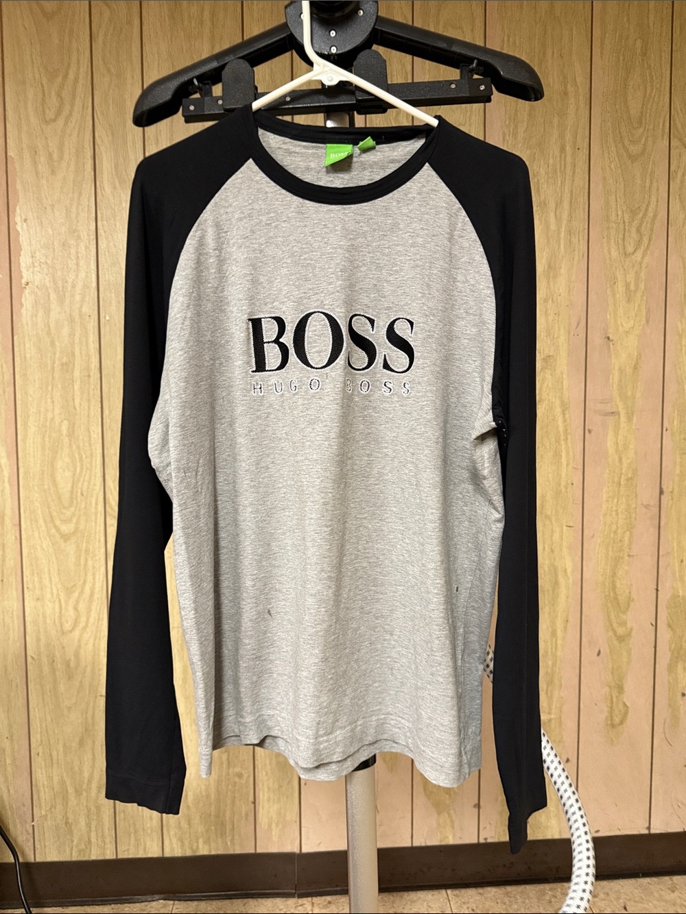 Hugo Boss Grey Body Black Raglan Long Sleeve Tee